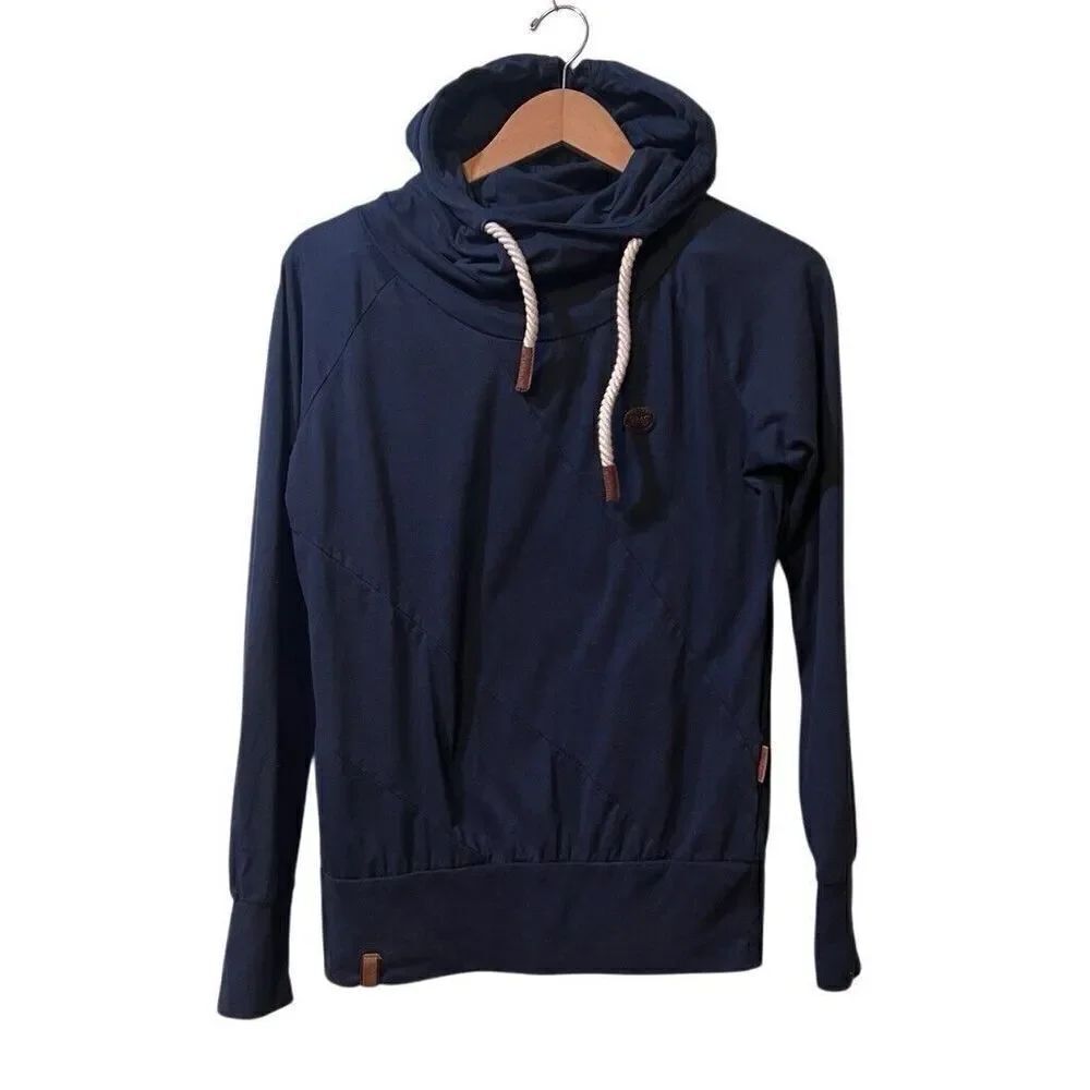 Naketano Damen Sweatshirt Pullover Hoodie M Mandy Spezial Indigo Blue Melange